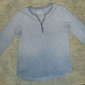 Cuddl Duds Women's Gray Henley Pajama Top